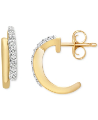 Wrapped Diamond Huggie Hoop Earrings (1/10 Ct. T.w.) In 14k Gold, Created For Macy's In Yellow Gold