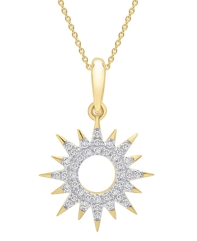 Wrapped Diamond Sun Pendant Necklace (1/10 Ct. T.w.) In 14k Gold Created For Macy's (also Available In Black In White Diamond