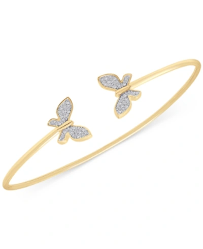 Wrapped Diamond Butterfly Cuff Bangle Bracelet (1/6 Ct. T.w.) In 14k Gold, Created For Macy's In Yellow Gold