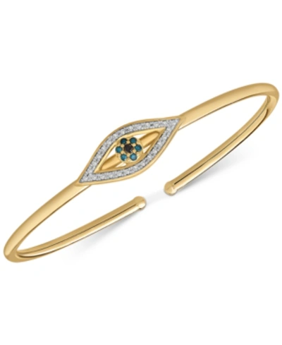 Wrapped Multicolor Diamond Evil Eye Bangle Bracelet (1/5 Ct. T.w.) In 14k Gold-plated Sterling Silver, Creat