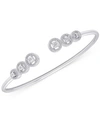Wrapped Diamond Multi-halo Cuff Bangle Bracelet (1/4 Ct. T.w.) In Sterling Silver, Created For Macy's In Sterling Silver