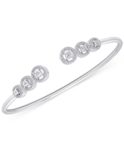 Wrapped Diamond Multi-halo Cuff Bangle Bracelet (1/4 Ct. T.w.) In Sterling Silver, Created For Macy's