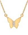 Wrapped Diamond Accent Butterfly 17" Pendant Necklace In 14k Yellow, White Or Rose Gold, Created For Macy's In Yellow Gold