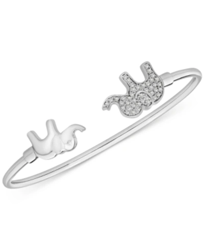 Wrapped Diamond Elephant Cuff Bangle Bracelet (1/4 Ct. T.w.) In Sterling Silver Or 14k Gold-plated Sterling