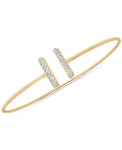 Wrapped Diamond Bar Cuff Bangle Bracelet (1/10 Ct. T.w.) In 14k Gold, Created For Macy's In Yellow Gold