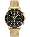 HUGO BOSS BOSS ADMIRAL MEN'S CHRONOGRAPH GOLD-PLATED STAINLESS STEEL STRAP WATCH 45MM