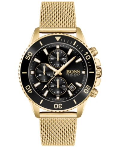 Hugo Boss Admiral Men's Chronograph Gold-plated Stainless Steel Strap Watch 45mm