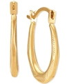 Macy's Patterned Small Oval Hoop Earrings In 10k Gold In Gold
