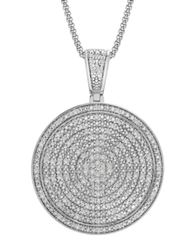 Macy's Men's Diamond Circle 22" Pendant Necklace (1/2 Ct. T.w.) In Sterling Silver (also In Black Diamond)
