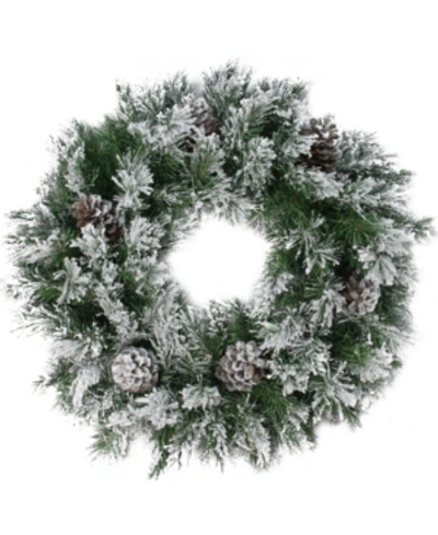 Northlight 24" Flocked Angel Pine With Pine Cones Artificial Christmas Wreath In Green