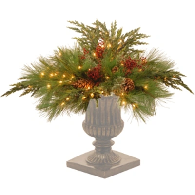 National Tree Company 30" Decorative Collection White Pine Urn Filler With 135 Clear Lights In Green