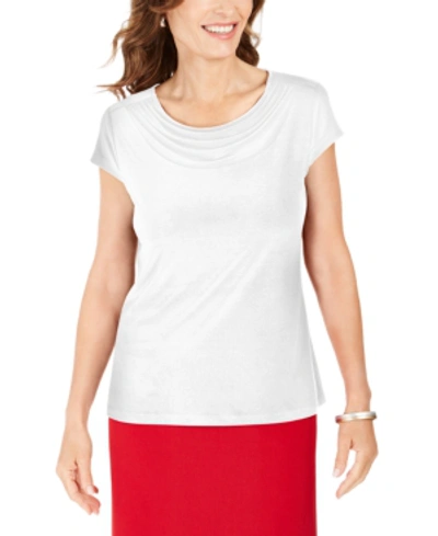 Kasper Cowl-neck Short-sleeve Top In Vanilla Ice