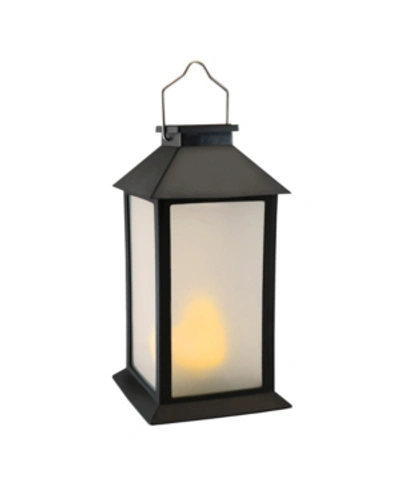 Macy's Lumabase Solar Powered Flame Effect Lantern In Black