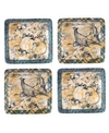 Certified International Harvest Gatherings Set Of 4 Canape Plates In Turquoise Aqua
