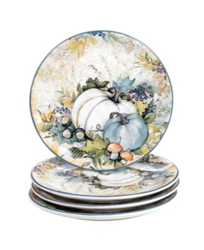Certified International Harvest Gatherings 4 Piece Dessert Plate In Turquoise Aqua