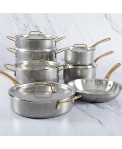 Martha Stewart Collection Martha Stewart 12-pc. Stainless Steel Cookware Set In Silver