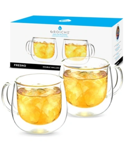 Grosche Fresno Double Walled Glass Cups, 9.2 Fl oz Each, Set Of 2 In Clear
