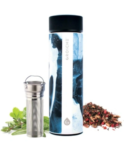 Grosche Chicago Insulated Tea Infuser Bottle, 15.2 Fl oz Capacity With Long Tea Infuser In Dark Marble