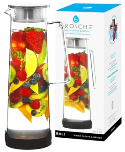 Grosche Bali Water Infuser Pitcher With Stainless Steel Filter Lid, 50 Fl oz Capacity In Clear