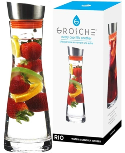 Grosche Rio Glass Infusion Water Pitcher And Sangria Maker Carafe With Stainless Steel Smart Filter Lid, 34 In Clear