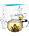 GROSCHE MONACO GLASS TEAPOT WITH GLASS TEA INFUSER, 42 FL OZ CAPACITY