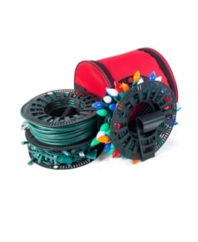 Santa's Bag Christmas Light Storage Reels And Organizer In Red