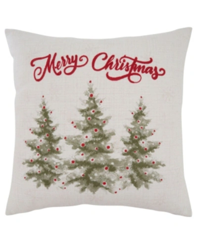 Saro Lifestyle Merry Christmas Trees Decorative Pillow, 18" X 18" In Natural