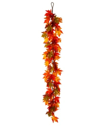 Glitzhome 6' L Fall Lighted Maple Leaves Garland In Multi