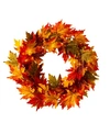 Glitzhome 24" D Fall Lighted Maple Leaves Wreath In Multi
