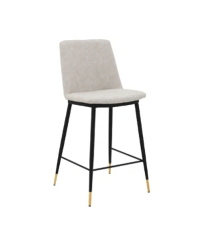 Armen Living Messina Faux Leather And Metal Counter Height Bar Stool In Cream