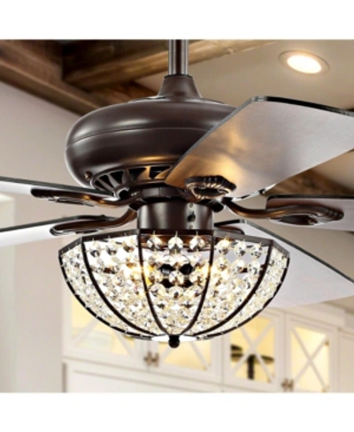 Jonathan Y Joanna 52" 3-light Bronze Crystal Led Ceiling Fan With Remote In Multi