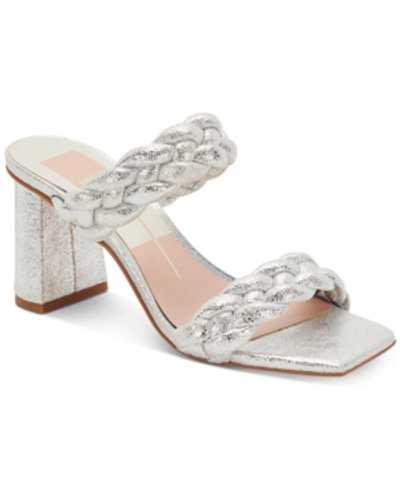 Dolce Vita Women's Paily Braided Double Strap High Heel Sandals In Silver Metallic