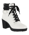 Mia Annamaria Womens Faux Leather Zip Up Combat & Lace-up Boots In White