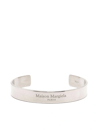 Maison Margiela Chunky Logo-engraved Cuff Bracelet In Silver