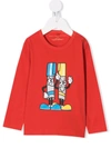 Stella Mccartney Rusty Red Painting Friends Graphic-print Cotton T-shirt 3-36 Months 24 Months In Red
