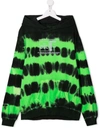 Diesel Teen Reflective-print Tie Dye Hoodie In Green