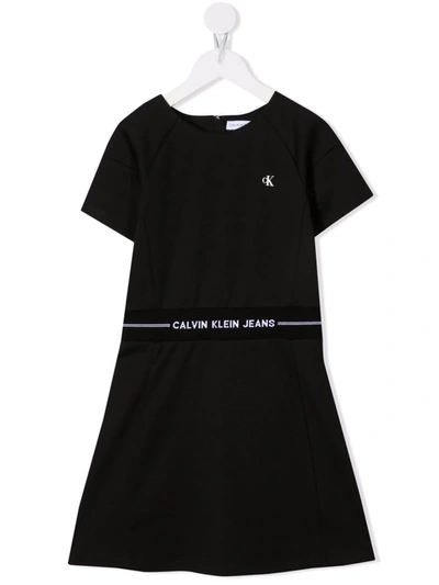 Calvin Klein Logo-print Waistband Dress In Black