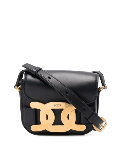 Tod's Black Leather Crossbody Bag With Metal Buckle Woman