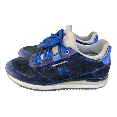 Pre-owned Dolce & Gabbana Leather Trainers In Blue