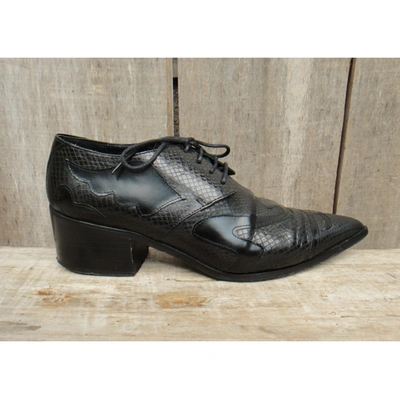 Pre-owned Tara Jarmon Leather Lace Ups In Black