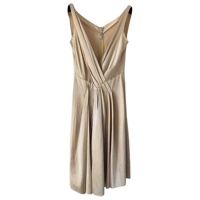 Pre-owned Prada Silk Dress In Beige