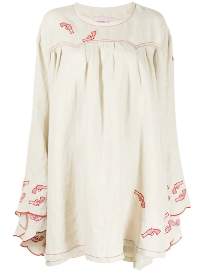 Natasha Zinko Western Linen Wide Dress In Nude