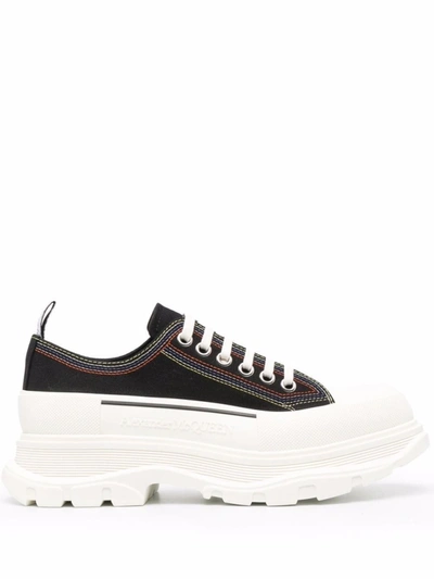 Alexander Mcqueen Tread Slick Leather Chunky Low-top Sneakers In White