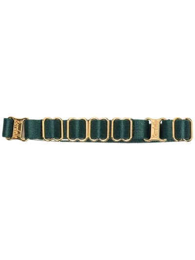 Bordelle Adjustable Satin Strap Cuff In Green