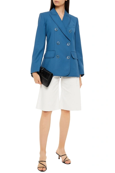 Zimmermann Double-breasted Wool Blazer In Bright Blue