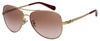 Coach Brown Pink Gradient Aviator Ladies Sunglasses Hc7074 90051359 In Brown,gold Tone,pink
