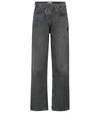 Agolde Criss Cross Upsized High-rise Tapered Jeans In Black