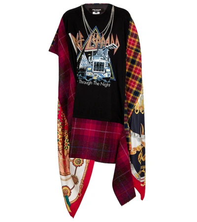 Junya Watanabe Printed Cotton, Silk And Wool T-shirt In 1 Blk X Mix