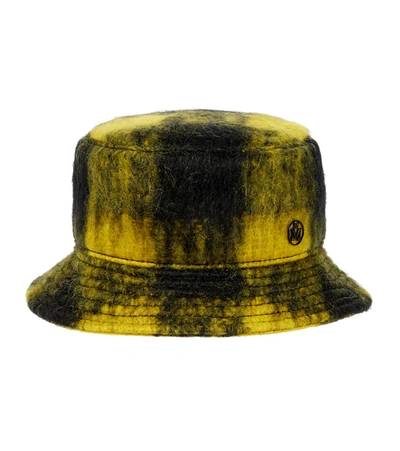 Maison Michel Jason Checked Mohair-blend Bucket Hat In Black