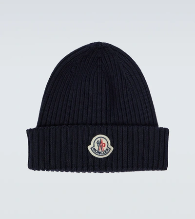 Moncler Classic Stripe Beanie Logo Hat B In Green